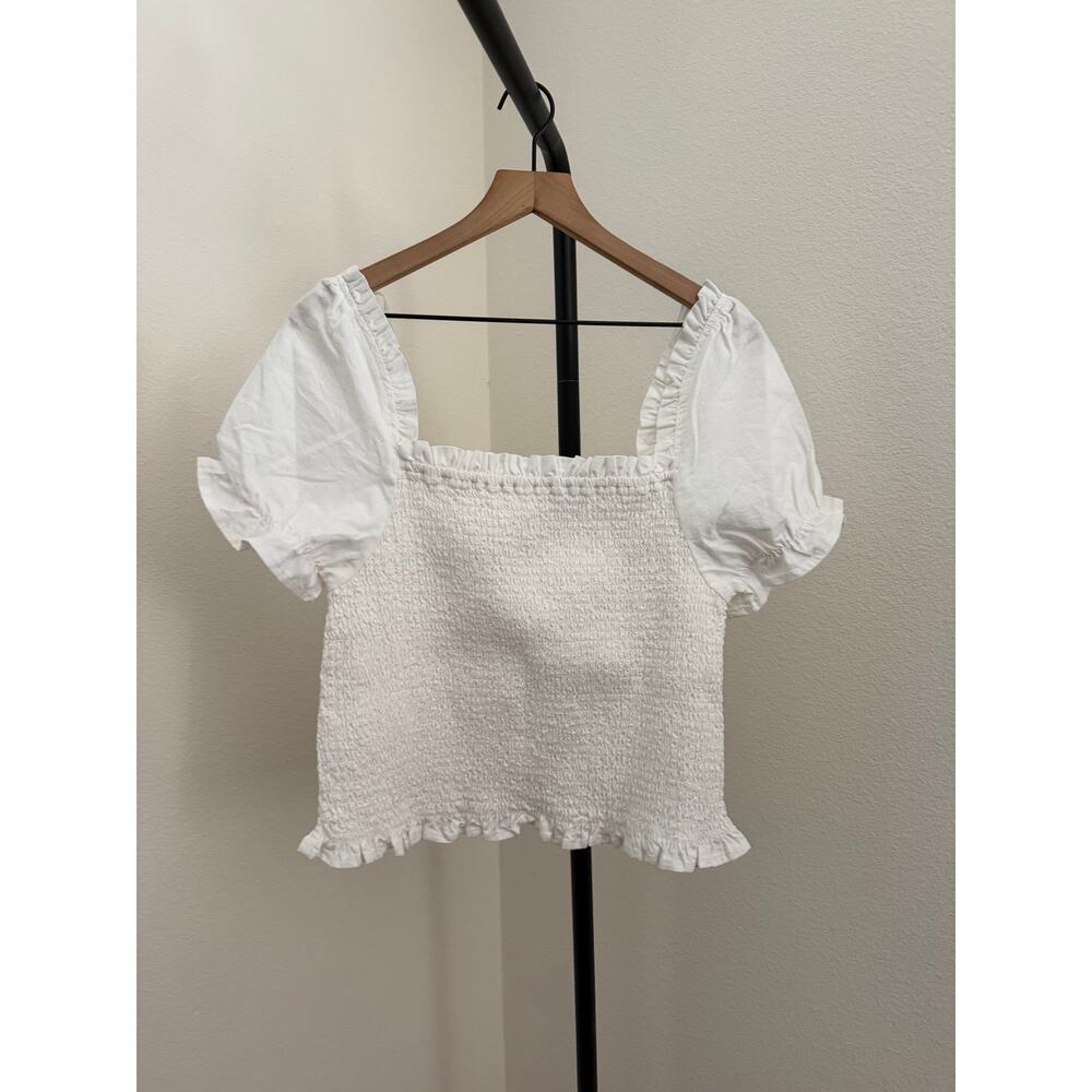 New Oat New York smocked white blouse size XL - Picture 2 of 3
